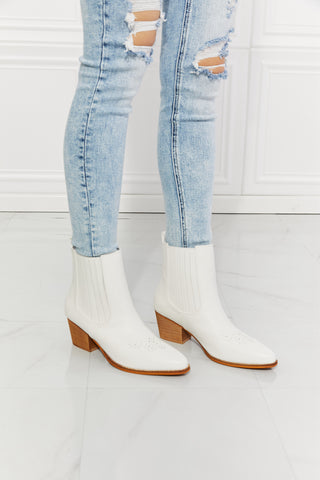 MMShoes Love the Journey Stacked Heel Chelsea Boot in White - Shop women Dresses & Apparel online | The Fashion Game - The Fashion Game