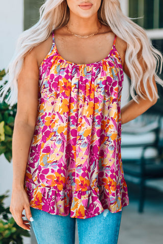 Floral Scoop Neck Ruffle Hem Cami - Shop women Dresses & Apparel online | The Fashion Game - The Fashion Game