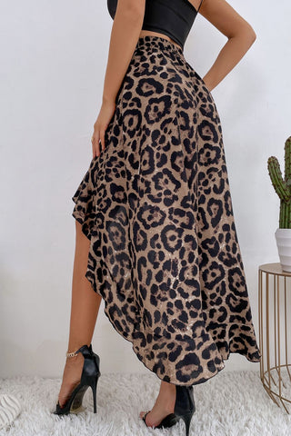 Leopard Ruffle Hem High-Low Skirt - Shop women Dresses & Apparel online | The Fashion Game - The Fashion Game