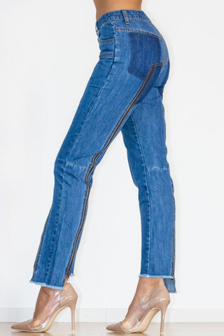 Zip Detail Slit Long Jeans - Shop women Dresses & Apparel online | The Fashion Game - The Fashion Game