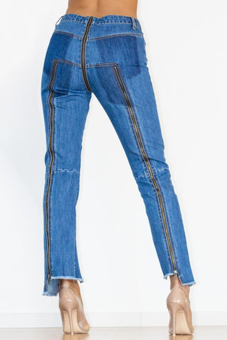 Zip Detail Slit Long Jeans - Shop women Dresses & Apparel online | The Fashion Game - The Fashion Game