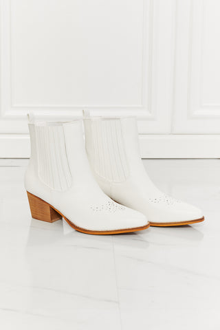 MMShoes Love the Journey Stacked Heel Chelsea Boot in White - Shop women Dresses & Apparel online | The Fashion Game - The Fashion Game